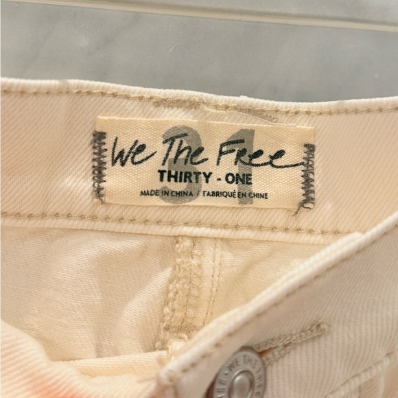 Free Free People Bailey Denim Mini Skirt Frayed Hem Cream White s 31 - Picture 4 of 5